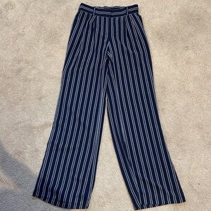 Michael Kors Navy and White Striped Wide Leg Pants
